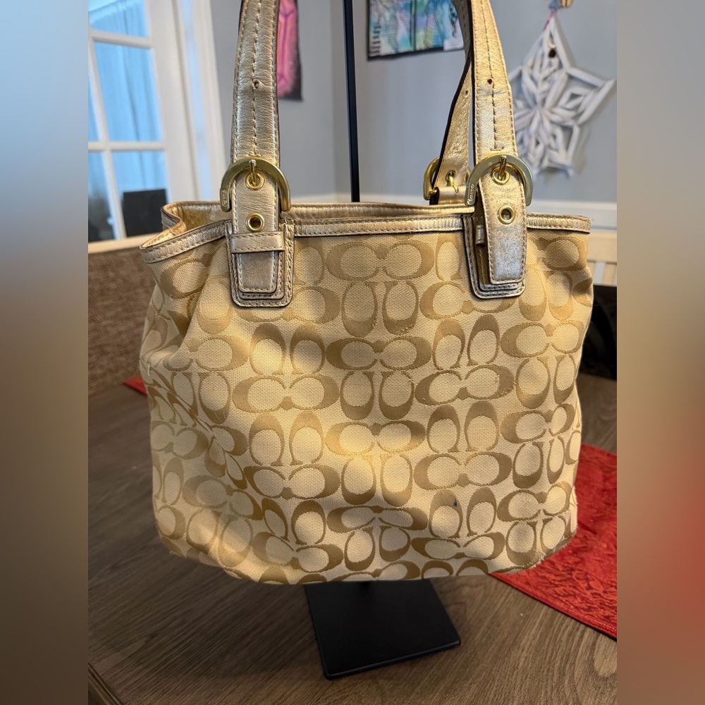 Coach Beige Signature Shoulder Bag